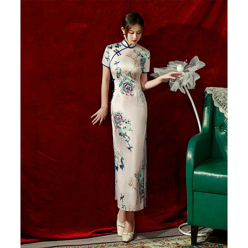 Toast Bride Wedding Dress Luxury Sequin Qipao Long Chinese Women  Traditional Vintage Cheongsam Dresses Evening Gown China - AliExpress