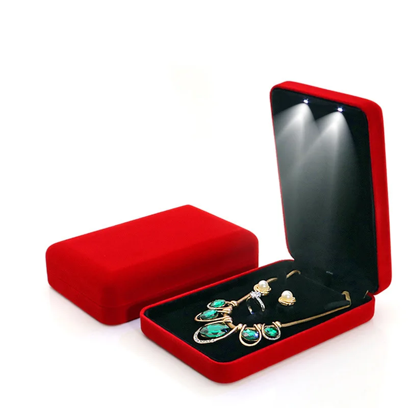 Luxury LED Velvet Jewelry Box – Elegant Organizer Case for Rings, Necklaces, Earrings, ... - SKU LJB17001 - UGI Packaging