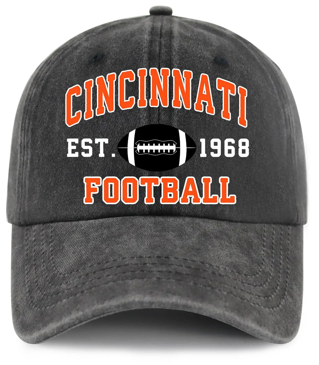 Football Hat, Cincinnati Est 1968 Hats for Men Women, Adjustable Printed Cotton Vintage US Cincinnati City Baseball Cap