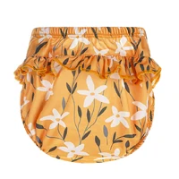 HappyFlute New 3Sizes 6-25Kg Soft Waterproof Swimming Pants Flower Wavy Edge Baby Girl's Printed Cloth Diaper Beach Pants 1