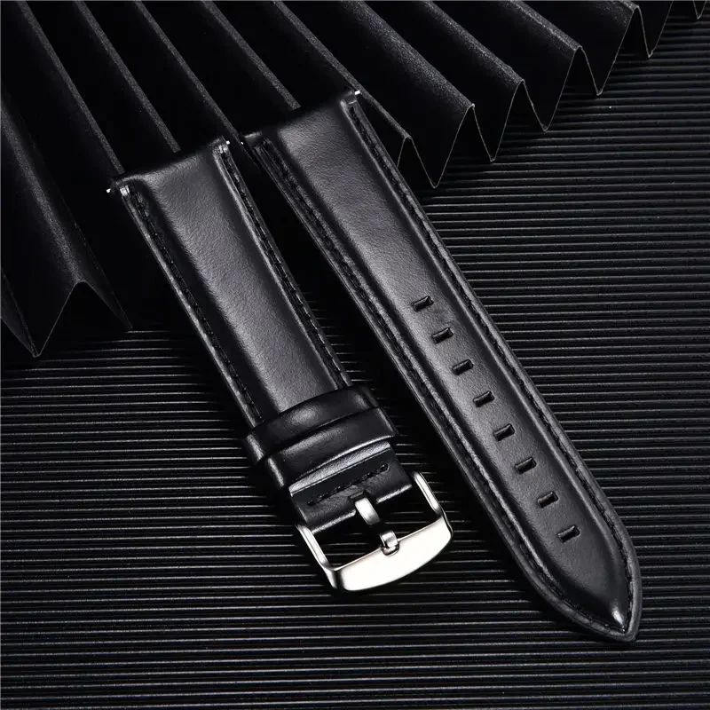 Elegant Leather Watchbands - Quick Release Business Strap Bracelet in Black and Brown