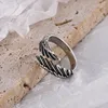 925 Sterling Silver Angel Wings Feather Thai Silver Open Rings For Women Girl Female Open Rings For Women Bague LR039 4