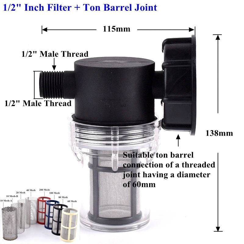 1/2 3/4 Inch Watering Irrigation Filter For IBC Ton Barrel Filter Ton Barrel Joint Garden Hose Connector Aquarium Pump Strainer 