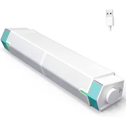 Enhanced Bluetooth Sound Bar with LED Lighting - USB - Powered Stereo Speakers - Speaker (WHITE)