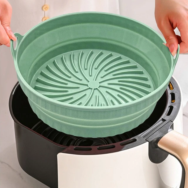 Foldable Air Fryer Silicone Pot Airfryer Oven Baking Tray Reusable Mold  Fried Chicken Basket Cake Pan Kitchen Accessories