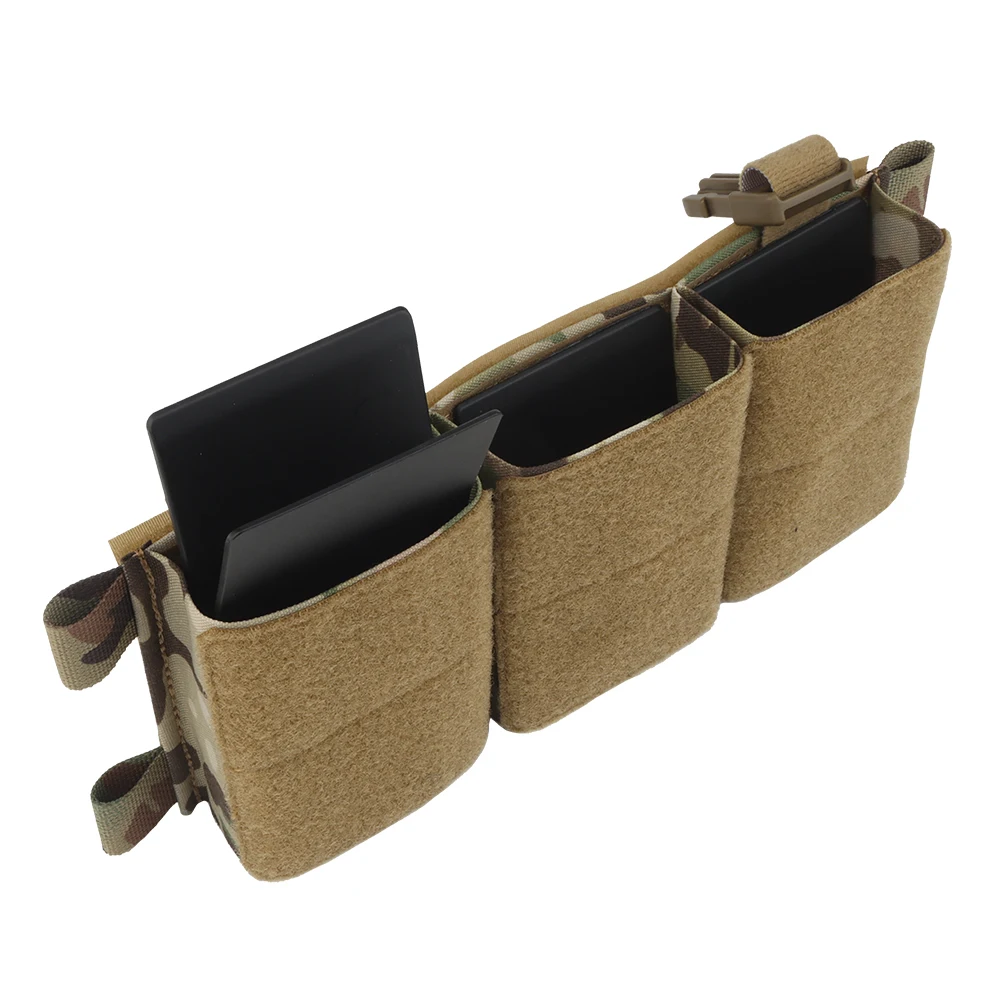 Tactical Triple Magazine Pouch Hook Loop Panel For 5.56 7.62 Mag Pouches Krydex For Hunting Vest Chest rig Airsoft Accesories