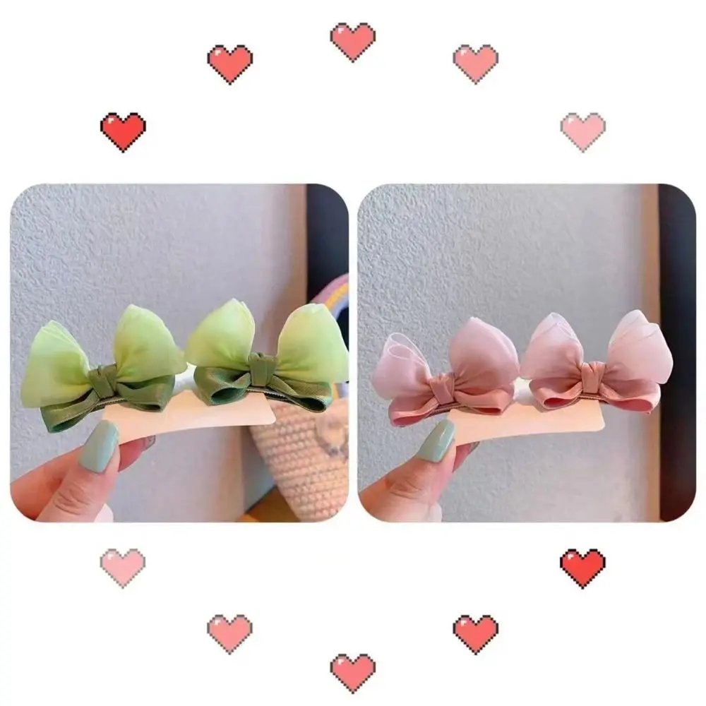 2개 패션 젤리 원사 리본 헤어핀 캔디 컬러 머리장식 덕빌 클립 소녀용