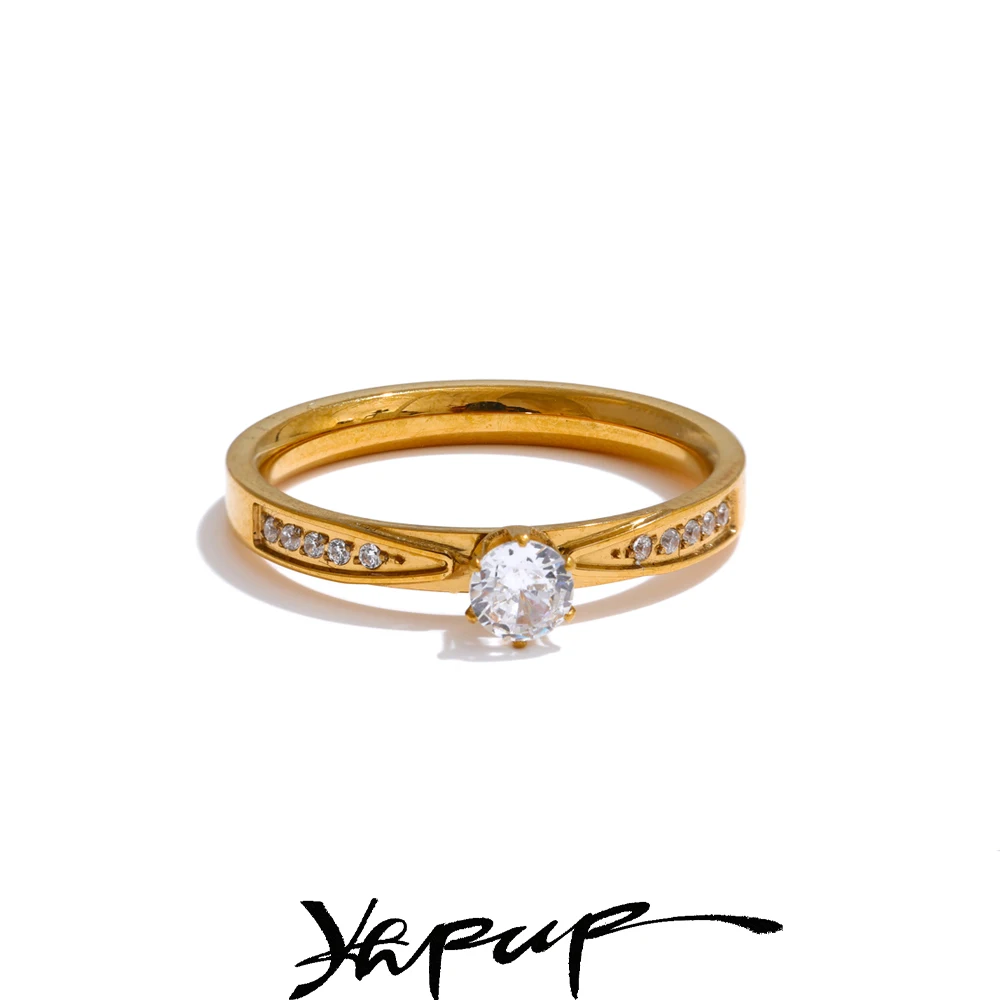 Yhpup Wedding Ring 18K Gold Plated Finger Jewelry Gift