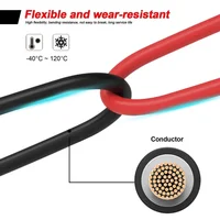 1 paire de câbles d'extension solaire à Double extrémité rouge et noir avec connecteur 2-10 mètres 4 mm2/6 mm2 câble de panneau solaire fil photovoltaïque 4