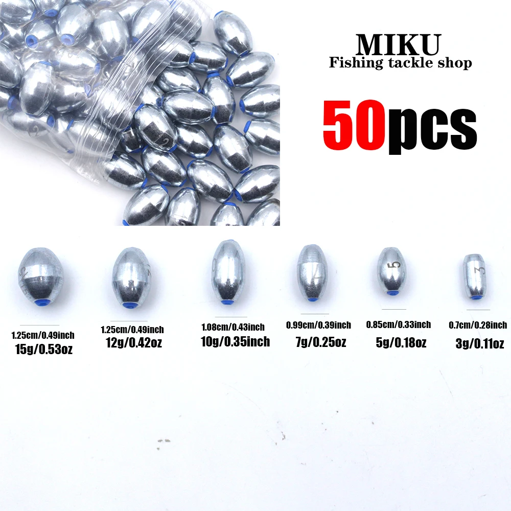 50Pcs Fishing Sinkers Set 6