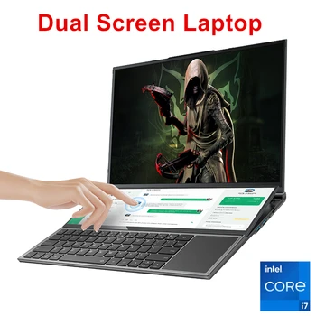 Topton Dual Screen Gaming Laptop 16 Inch IPS + 14” Touch Intel I7-10750H Max 64GB DDR4 4TB NVMe Slim Notebook Gamer PC Computer