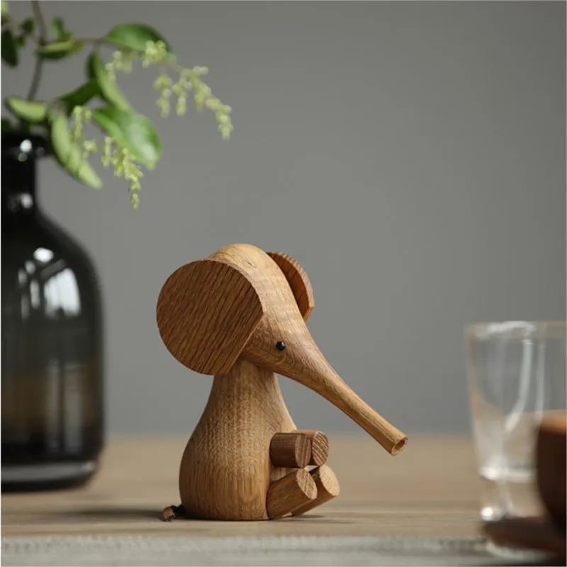 

Nordic solid wood elephant household furnishings European Danish puppet white oak elephant beech creative wood crafts