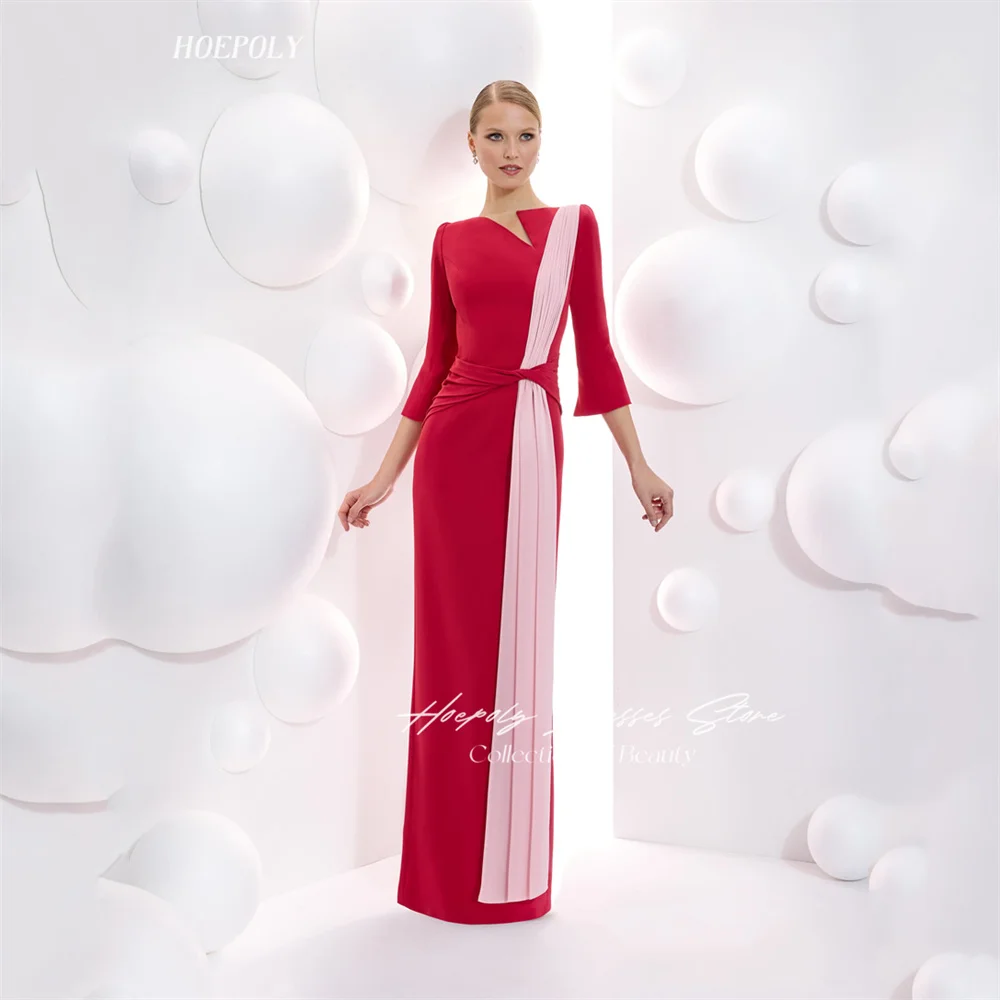 

Hoepoly V Neckline Prom Dress Long Sleeves With Split Floor Length Evening Elegant Party Dress For Women2023