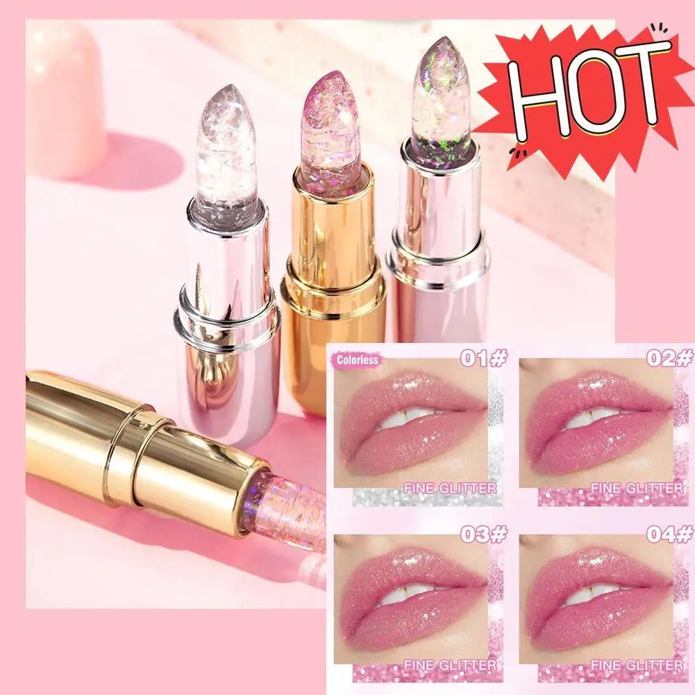 

Glitter Jelly Lipstick Lip Balm Colors Changing Lipstick Moisturizing Makeup Water Glossy Transparent Lip Cosmetics