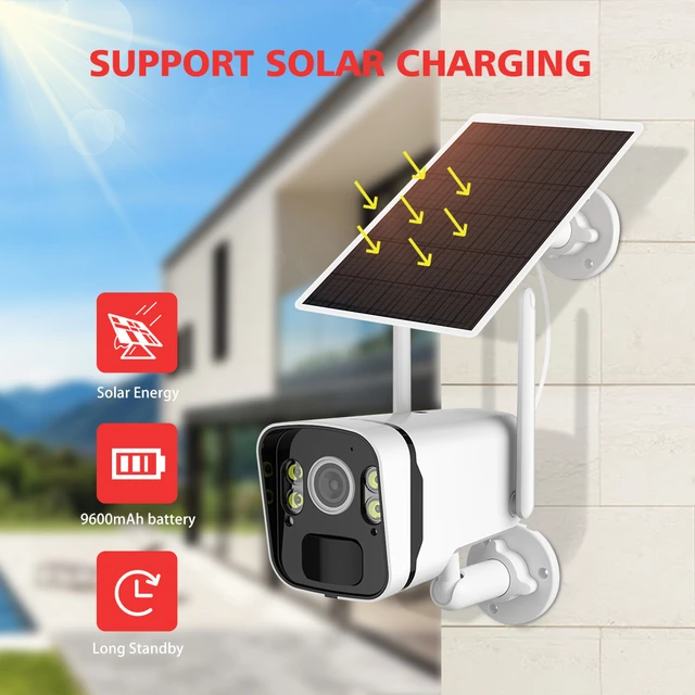 Cámara de seguridad solar inalámbrica para exteriores, batería recargable  con energía solar, cámara WiFi de seguridad 1080P IP66, AI, detección de