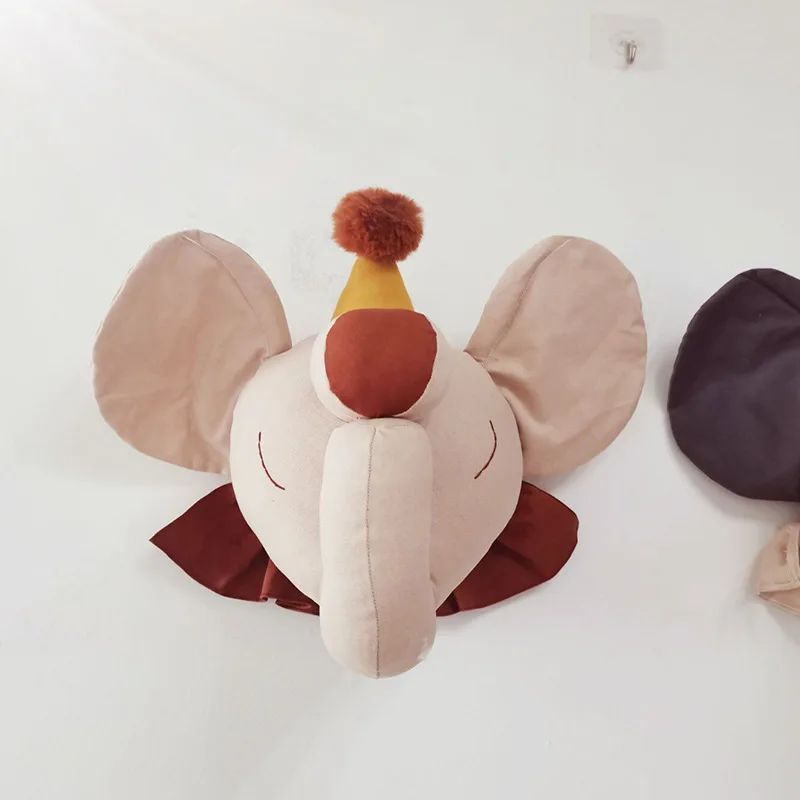 INS Cartoon Animals Head Wall Decoration 3D Children's Room Ornaments Elephant Swan Home Pendant Kids Baby Girl Room Decor Gift