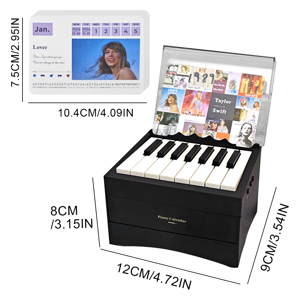 BT Piano Calendar 15 Keys Versatile Dustproof Mini Piano Calendar Playable Desk Desktop Peripheral Ornaments