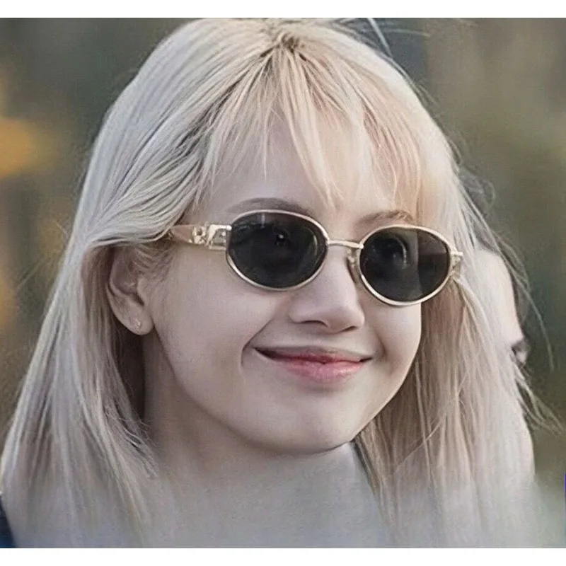 Retro Oval Sunglasses Unisex - Small Metal Round Frame Luxury Classic Shades for Driving & Casual UV Protection