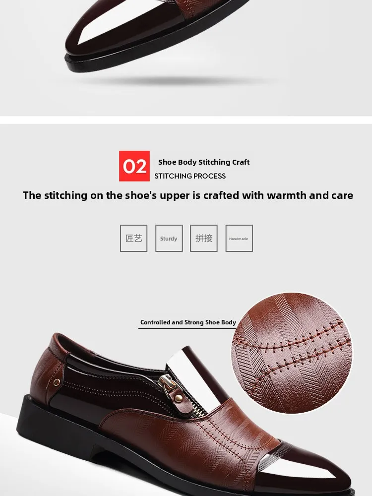 الأعمال الرسمية أحذية رجالي حجم كبير الانزلاق على عادية أشار تو أحذية من الجلد تنفس مقاومة للاهتراء ماصة للصدمات