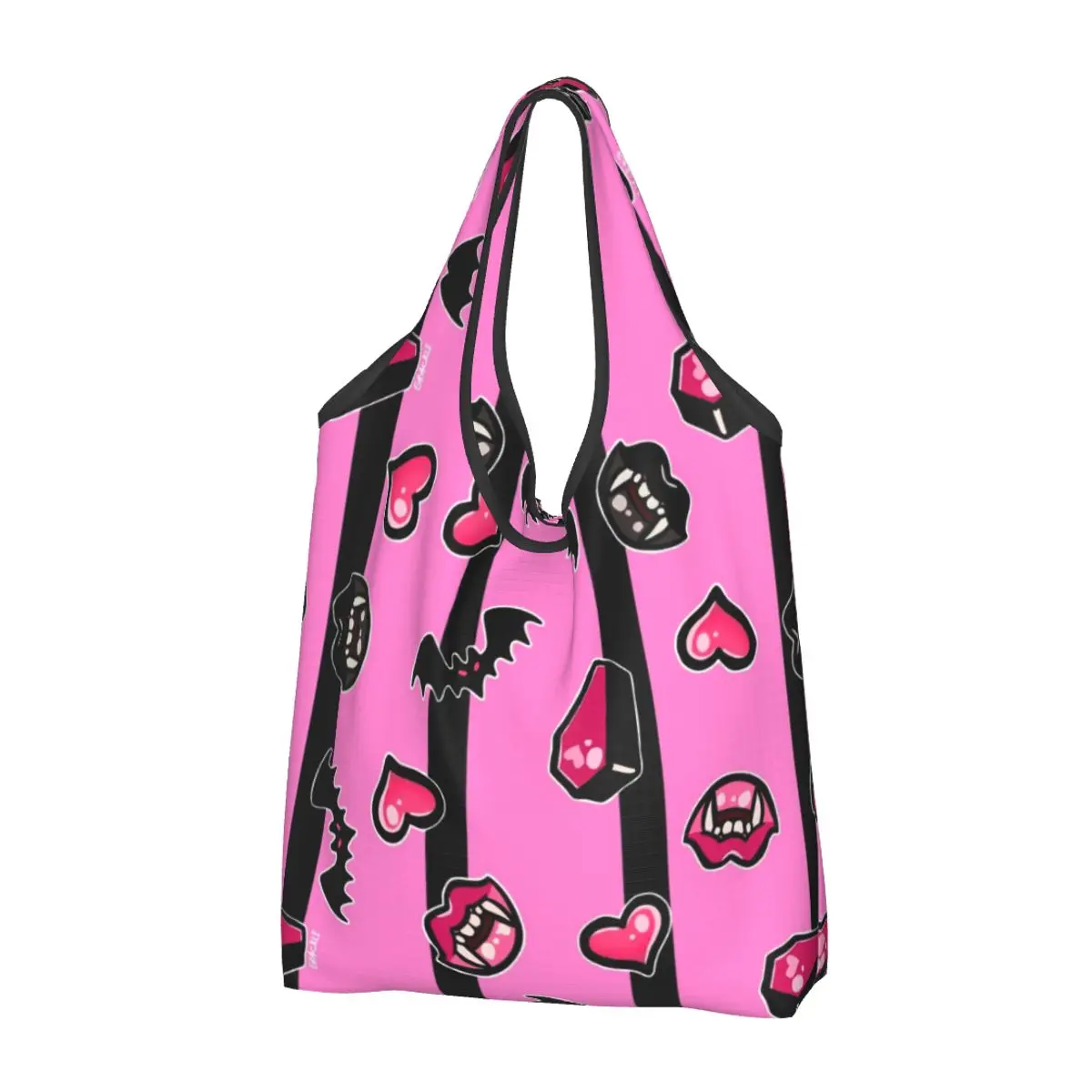 Pink Vampire Grocery Bags Durevole Grande Riutilizzabile Riciclare Pieghevole Heavy Duty Draculaura Monster High Shopping Eco Bag Lavabile