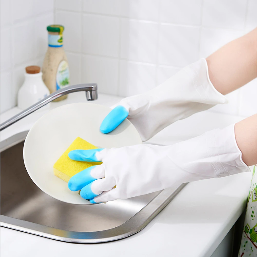 Long Sleeve latex Kitchen Wash Dishes Gloves House Cleaning Washing