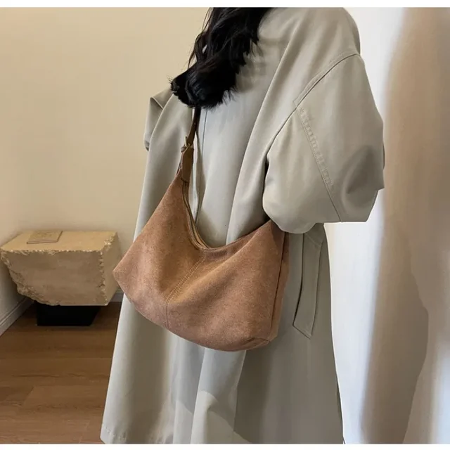 Velvet Handbag Purse for Women Suede Shoulder Bag Causal Crossbody Bags Female Luxury Designer Clutch Ladies Crescent Hobo Bag 4