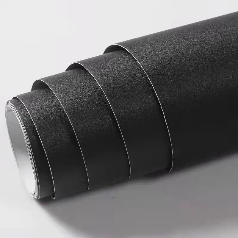 55cm Width Waterpoof Matte Wallpaper Black Vinyl Self-Adhesive Stickers for Wall Furniture Livingroom Contact Paper Home Decor