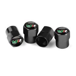 Car Tire Wheel Valve Cover Dust Caps - Set of 4 Premium Accessories (Black VII)