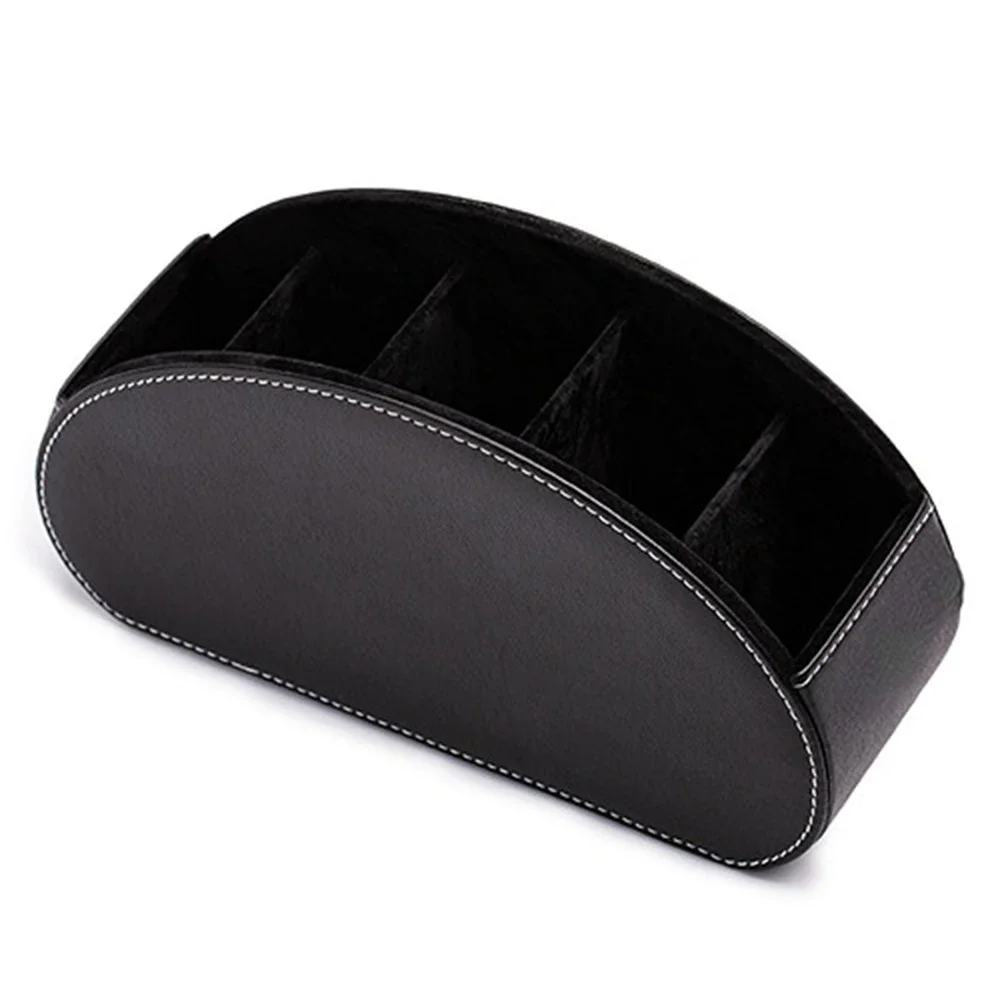 Remote Control Holder Organizer Controller Stand 5 Compartment Pu Leather Storage Box And Tv Stand Desk Storage Box