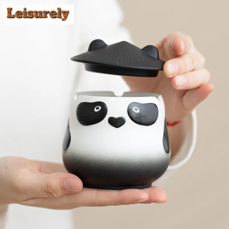 Cute Lebao Panda Ashtray Aesthetic Tobacco Shop Ash Tray Household Weed Smoking Chinese Tea Set Equipment Collection Supplies