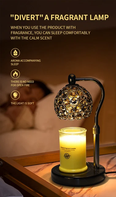 Lampe Réchauffante Pour Bougies En Pot - Minuterie 2/4/8h + Variateur 4 Niveaux - Sans Flamme, Sécurité - 2 Ampoules GU10 Incluses - Noir