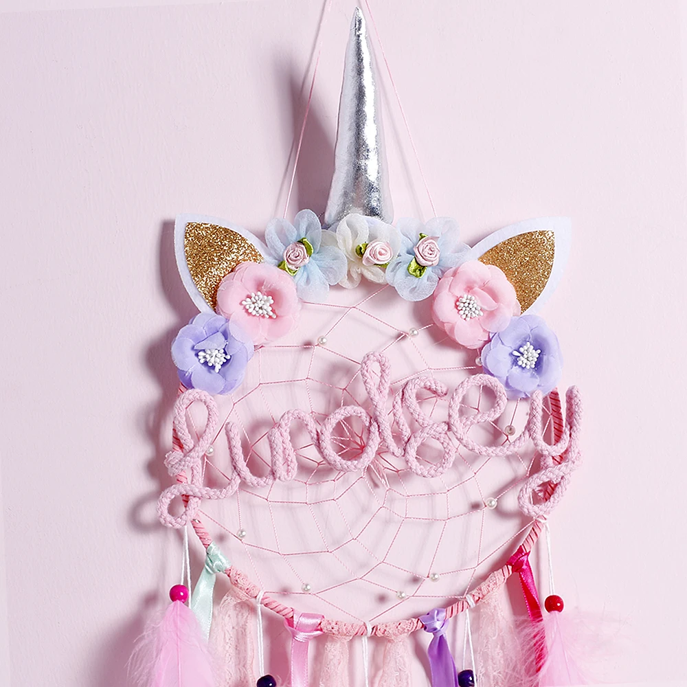 PERSONALISED Handmade Unicorn Dream Catcher Girl Pink Charm Christmas Gift Wall 