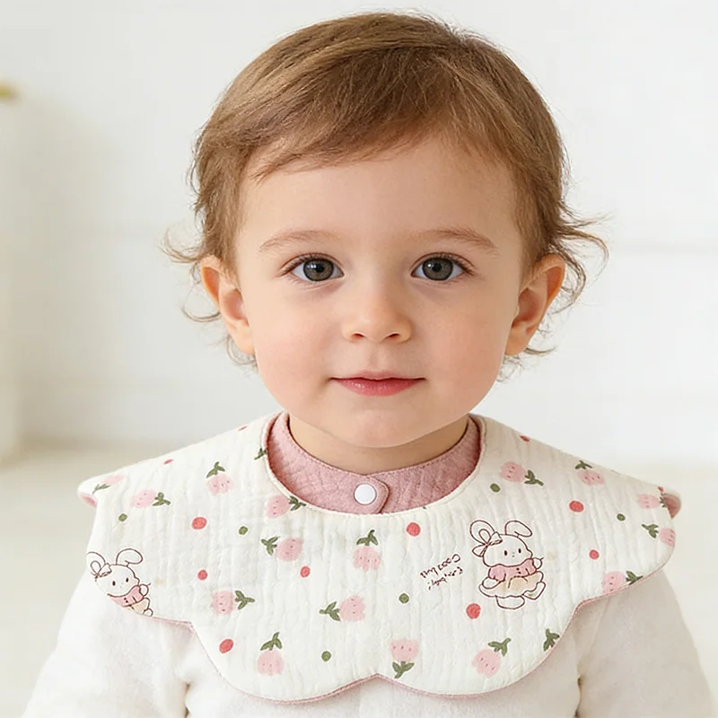 3개입  턱받이, 양면 거즈  침받이, 면 소재 아동 앞치마, 용품,  턱받이 세트