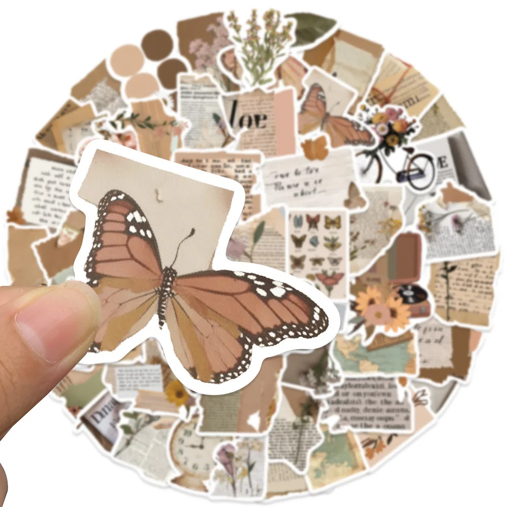 10/30/50Pcs Decorative Paper Stickers Retro Art Waterproof Graffiti for Luggage Laptop Phone Diary Planner Scrapbook