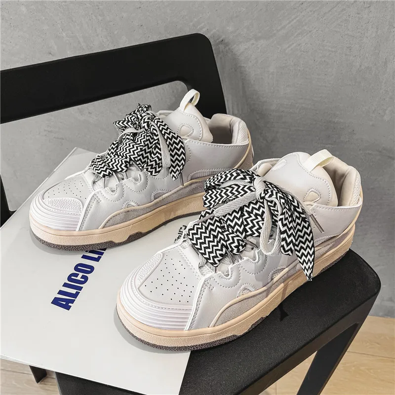 Wide lace dad shoes for men new trendy shoes, thick soled casual shoes, summer breathable sports shoes for men, trendy