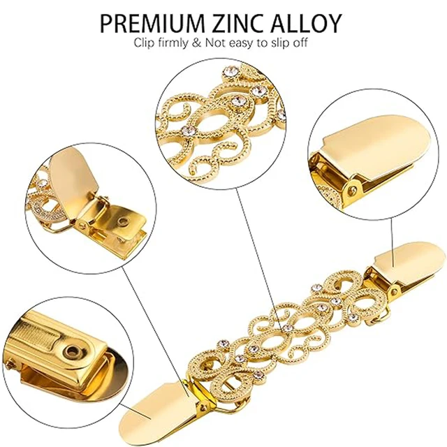 Clip Per Maglione Vintage - Set 3 Pezzi Con Fiori E Strass, Oro Argento Bronzo