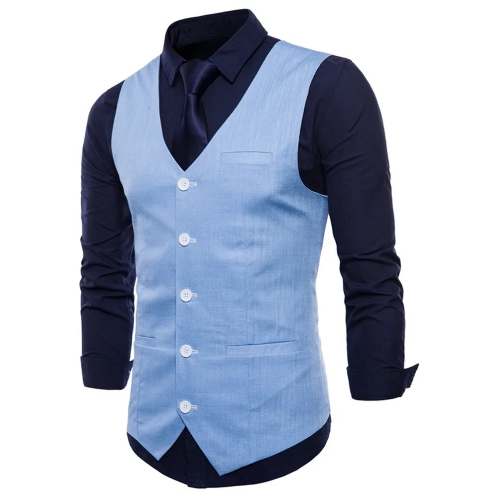 2022 new spring and autumn foreign trade British men's solid color single breasted vest multicolor casual Korean vest coat suit for men