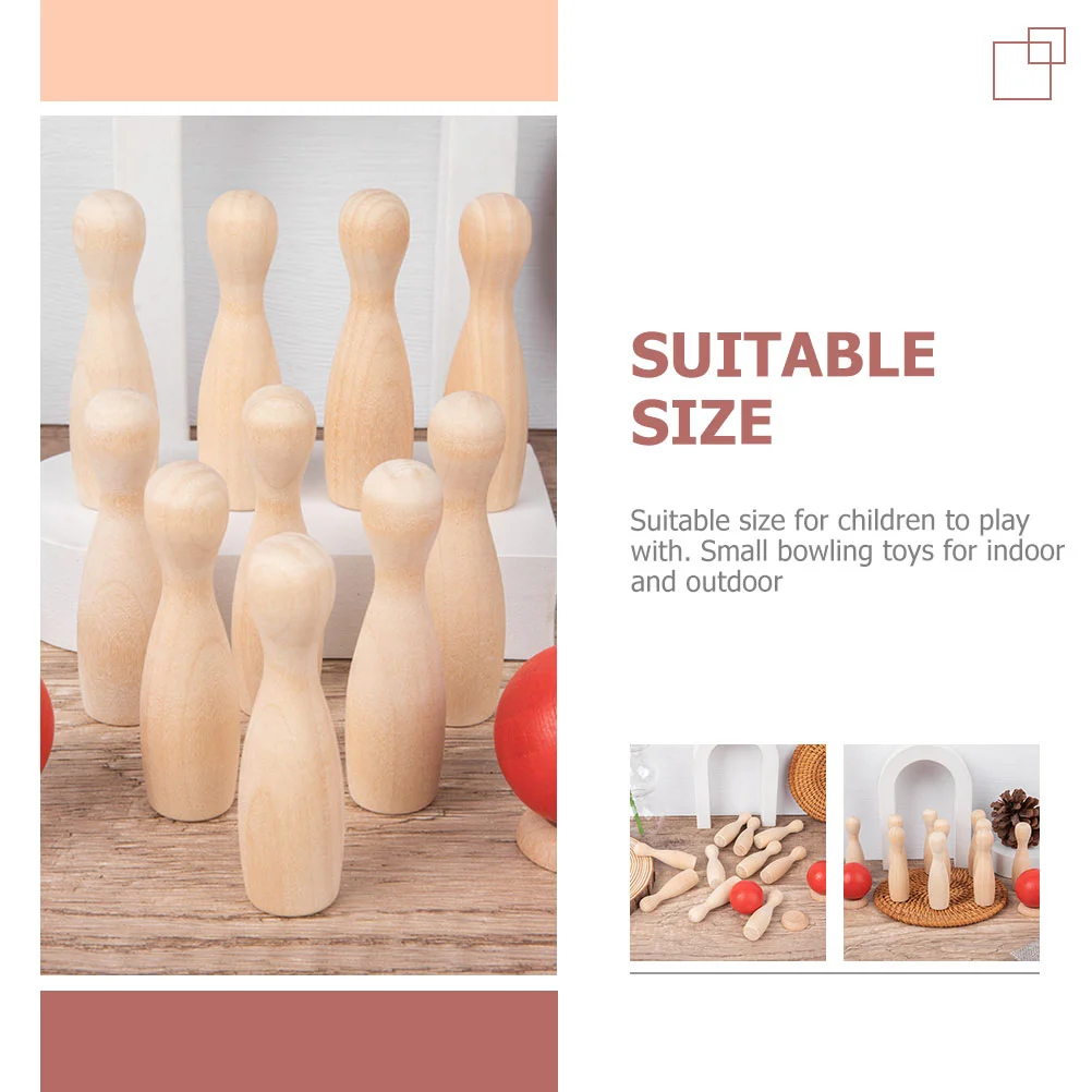 Wooden Desktop Bowling Toys Kids Sports Products Child Play Equipment Family Party Favors Miniature Bowling Set Indoor