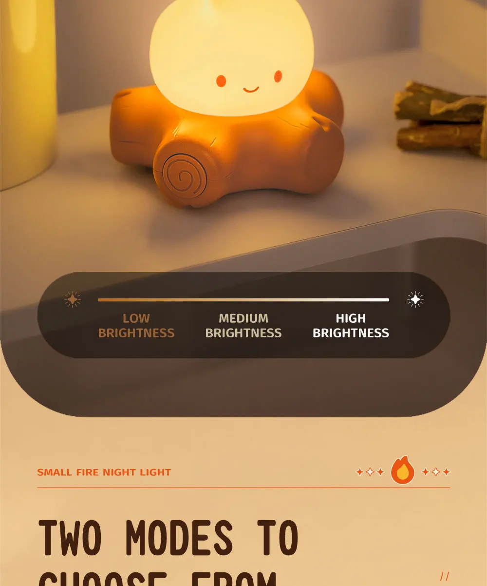 Campfire Night Lights Creative Bedside Room Decoration Atmosphere LED Light Desk Lamp Nightlight for Kid Christmas Birthday Gift