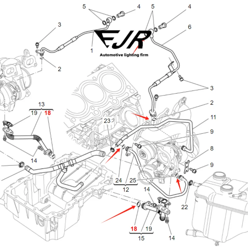 256627 287722 127816 191269 10261060 for Maserati V6 3.0T gasoline car turbocharger tubing repair kit tubing rubber ring