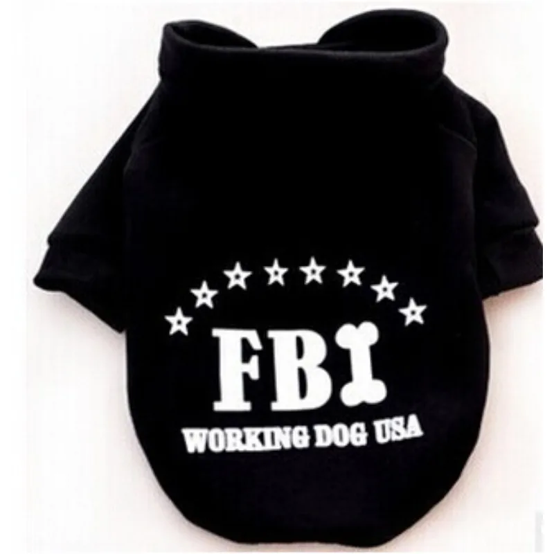 Cool Fashion Autumn/winter FBI Sweater Cheap Dog Jacket Clothes Supplies Pet Products Solid Hoodie Letter