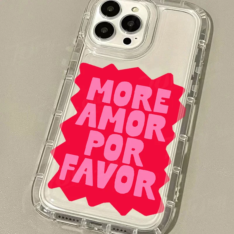 Graffiti More Amor Por Favor Shockproof Clear Silicone Phone Case