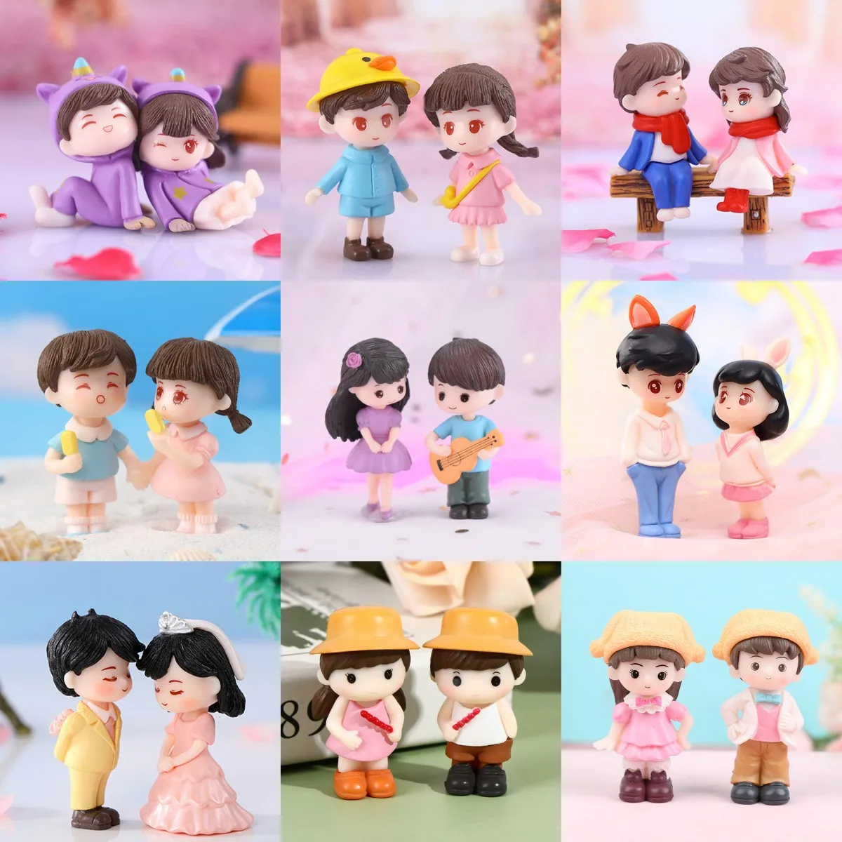 

2pcs Lover Couple Figures DIY Mini Fairy Garden Ornament Doll Couple Gift Figurines Miniature Home Decoration Valentine's Day