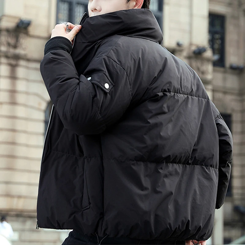 New Men's 2023 Autumn Winter Hooded Cotton-Padded Jackets Slim Gradient Thick Parkas Hip Hop Streetwear Warm Down Coats Clothing