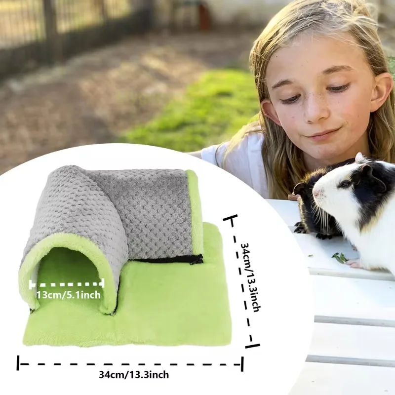 Sturdy Guinea Pig Tunnel Bed Soft Removable Fleece Hideout Grid
