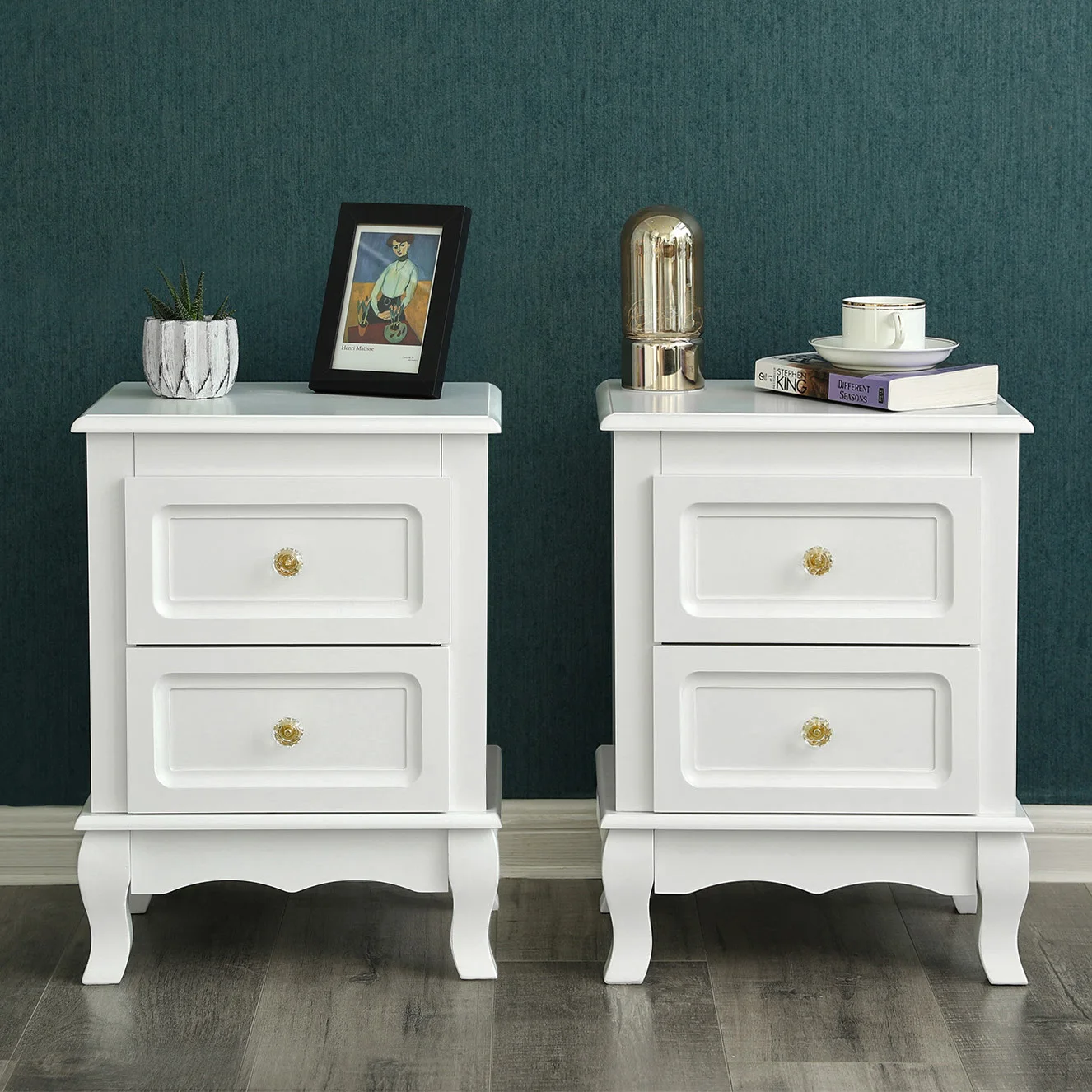 Table de chevet avec 1 tiroir Gris et blanc - Meuble De Chambre - Table
