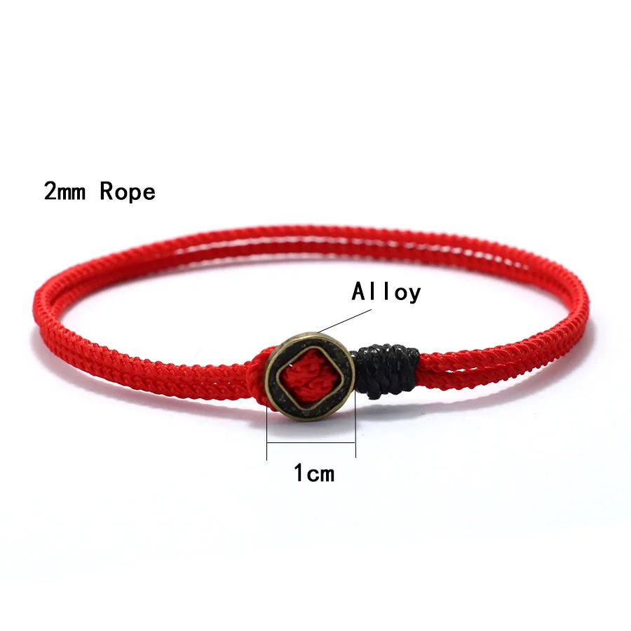 Men Red Rope Leather Bracelet Macrame Lucky Accessory