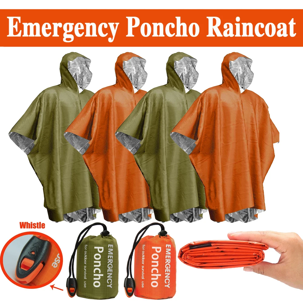 Emergency Rain Poncho Thermal Blanket Poncho Weather Proof Outdoor Survival Camping Gear Survival Gadgets 2