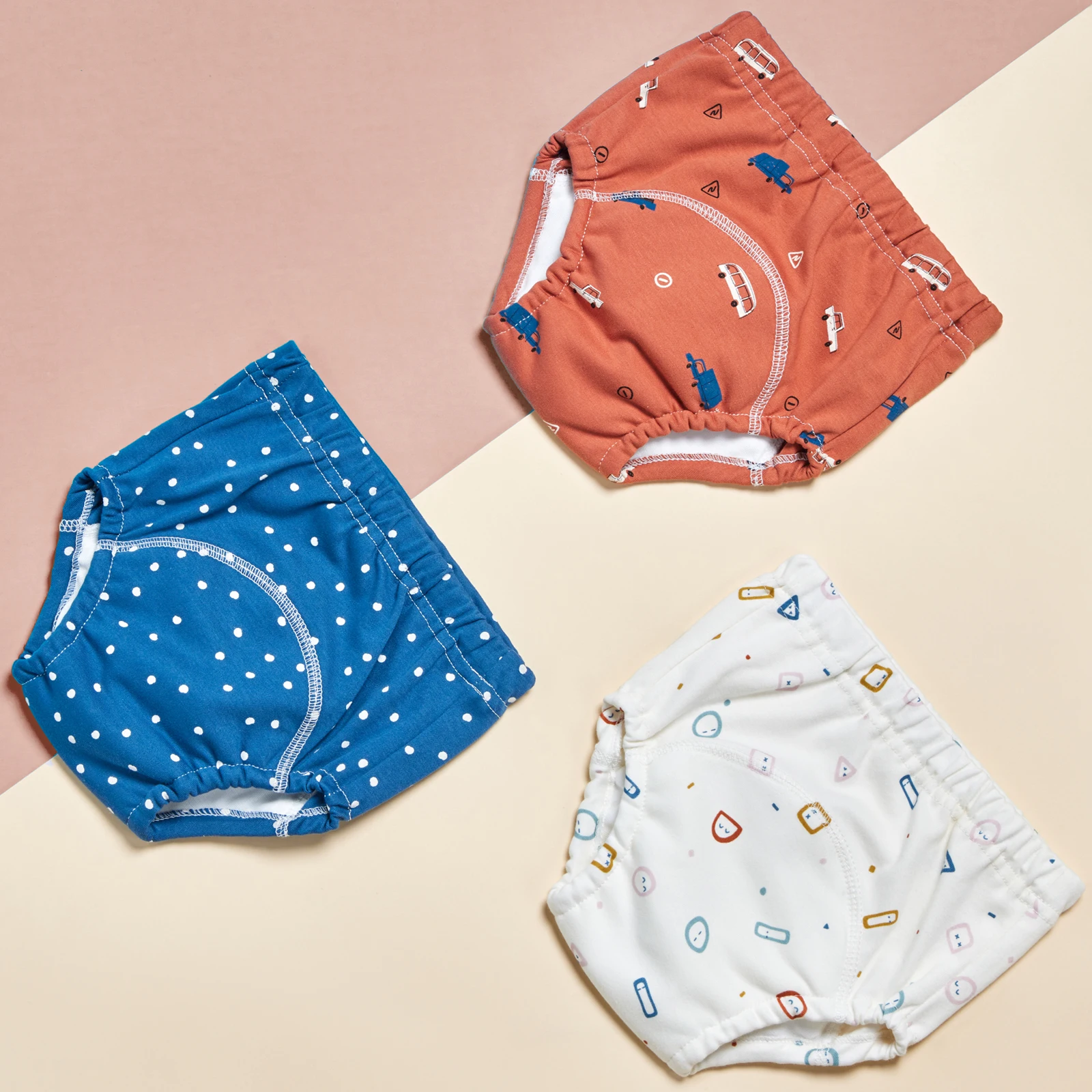Set of 3 Baby Cotton Training Pants with 6-Layer Waterproof Protection