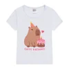Cute Capybara And Cake Happy Cappy Birthday Kids T-Shirt Print Girls Clothes Child T-shirt White Short Sleeve Tee 1-12 Year 4
